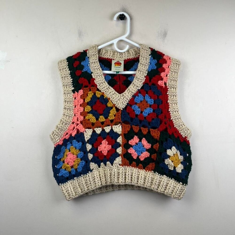 Farm Rio Multicoloured Crochet Vest Size XS